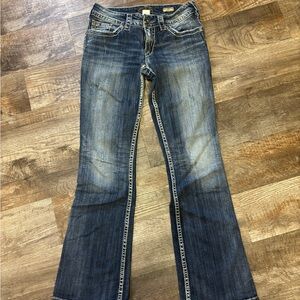 Silver Jeans Women's Suki Surplus Boot Cut in Dark Blue size 28